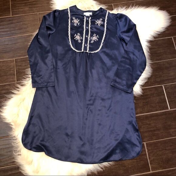 Carole Hochman navy blue night gown sz small - Picture 1 of 7